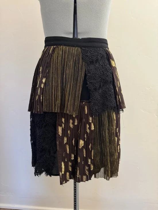 Anthropologie Harlyn black gold metallic skirt - Picture 2 of 6